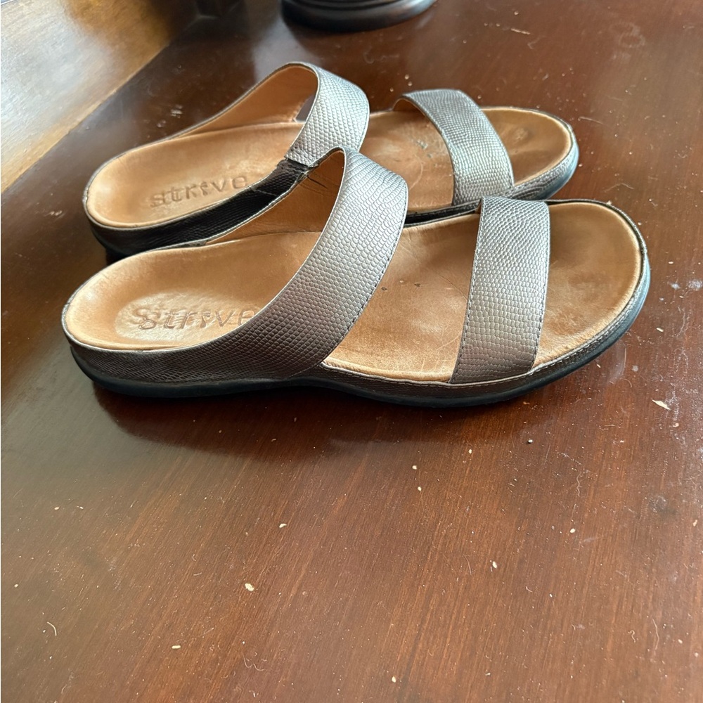 Metallic Double Strap Sandals - Picture 4 of 7